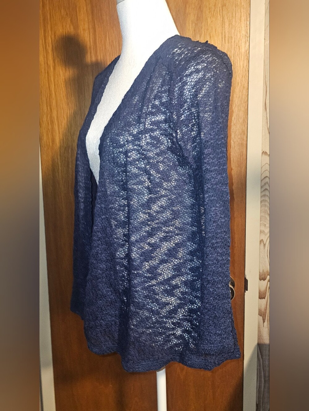 Style & Co. Open-Front Navy Lightweight Knit Cardigan Petite Medium